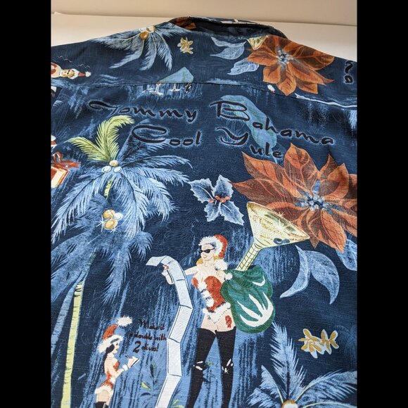 Tommy Bahama Mens Cool Yule Hawaiian Christmas Pinups Girls Silk Shirt Size M - Picture 13 of 14